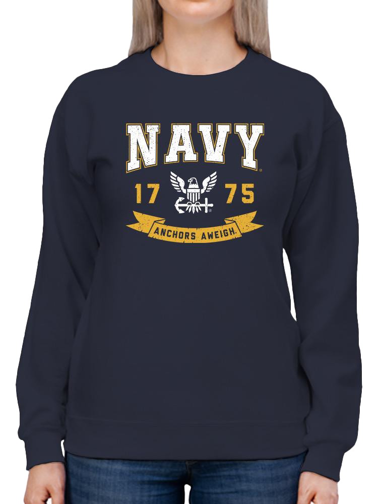 Navy Anchor Aweigh Sweatshirt -Navy Designs