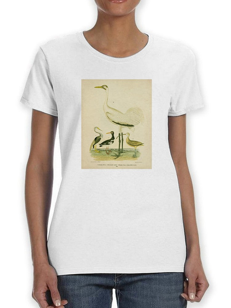 Antique Crane And Heron. T-shirt -Alexander Wilson Designs