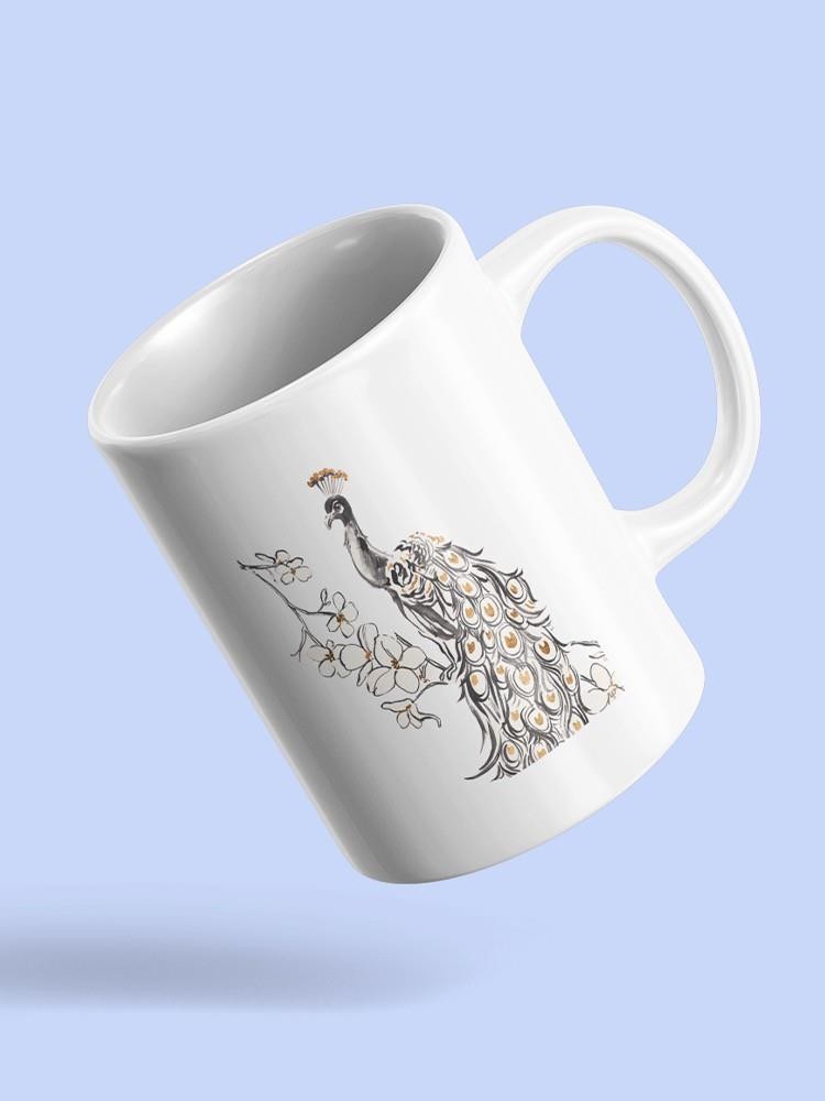 Peacock In Gold Ii Mug -Annie Warren Designs