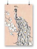 Peacock In Gold Ii Wall Art -Annie Warren Designs