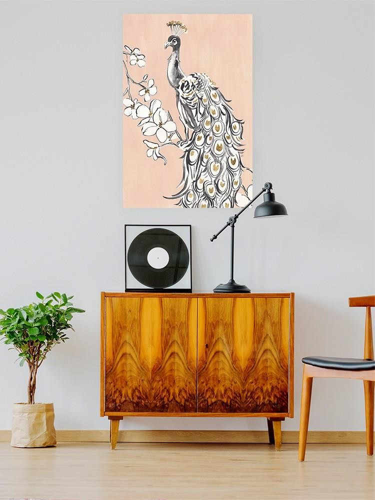 Peacock In Gold Ii Wall Art -Annie Warren Designs