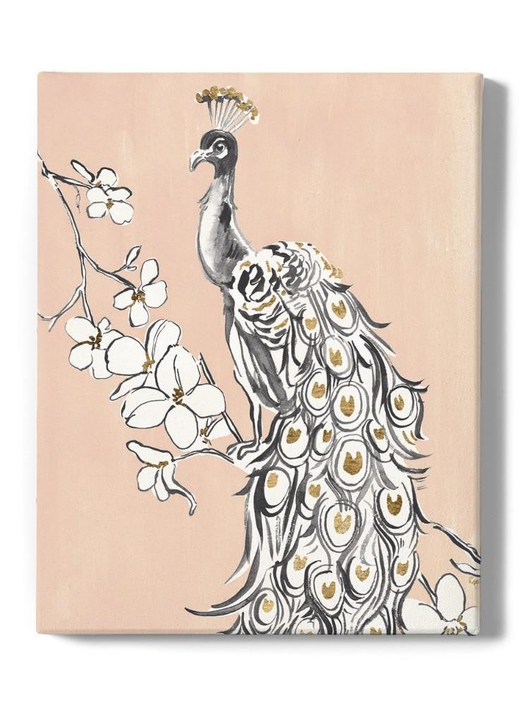 Peacock In Gold Ii Wall Art -Annie Warren Designs