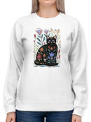 Folksy Felines B Sweatshirt -Annie Warren Designs