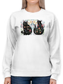 Folksy Felines A Sweatshirt -Annie Warren Designs