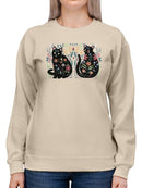 Folksy Felines A Sweatshirt -Annie Warren Designs