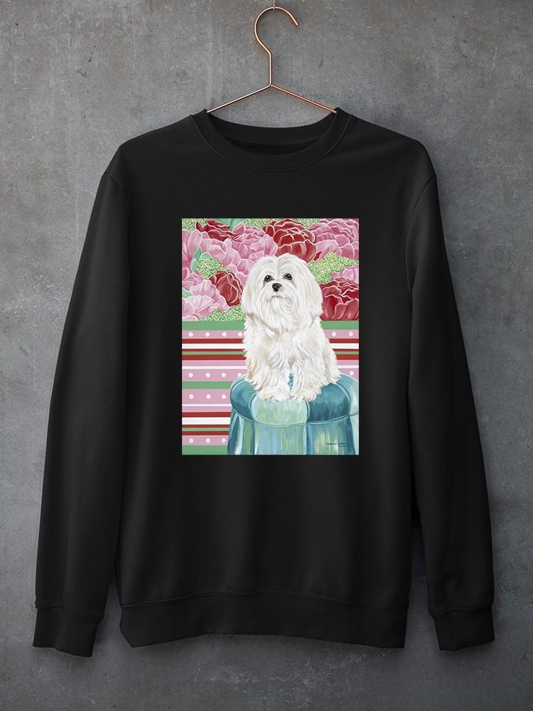 Della Rose Maltese Sweatshirt -Carolee Vitaletti Designs