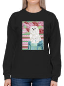 Della Rose Maltese Sweatshirt -Carolee Vitaletti Designs
