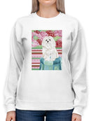 Della Rose Maltese Sweatshirt -Carolee Vitaletti Designs
