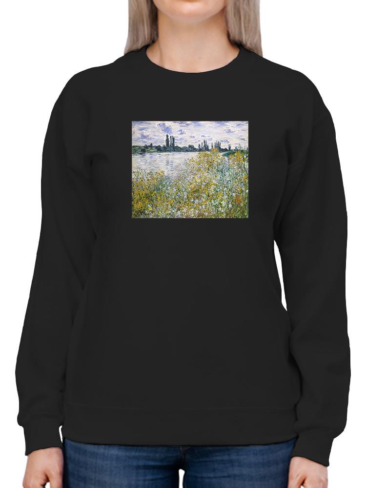 Lle Aux Fleurs Near Vetheuil Sweatshirt -Claude O. Monet Designs