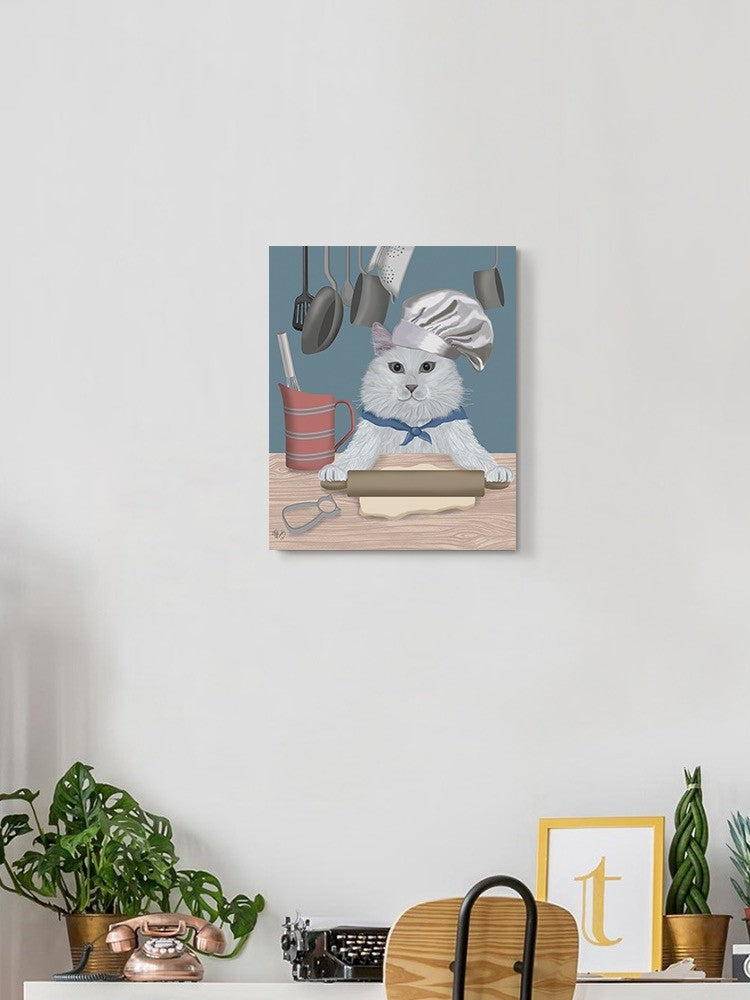 White Cat Cookie Baker. Wall Art -Fab Funky Designs