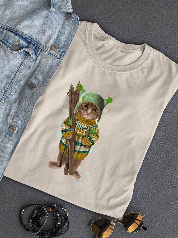 Tabby Ski Cat T-shirt -Fab Funky Designs