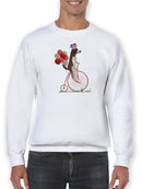 Spaniel On Penny Farthing Sweatshirt -Fab Funky Designs