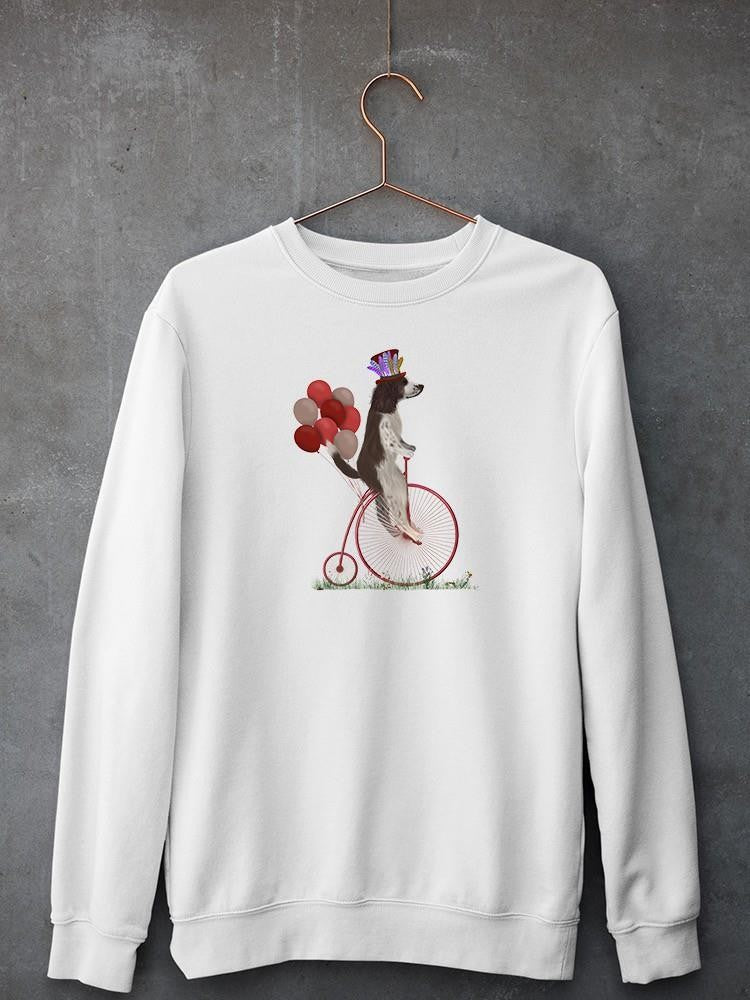 Spaniel On Penny Farthing Sweatshirt -Fab Funky Designs