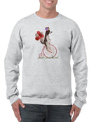 Spaniel On Penny Farthing Sweatshirt -Fab Funky Designs