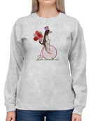 Spaniel On Penny Farthing Sweatshirt -Fab Funky Designs