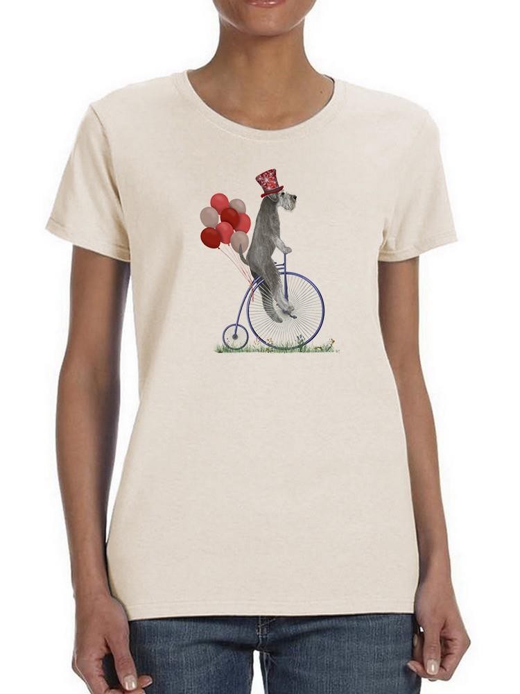 Schnauzer On Penny Farthing T-shirt -Fab Funky Designs