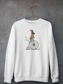 Pug On Penny Farthing Sweatshirt -Fab Funky Designs
