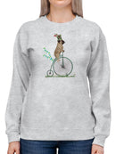 Pug On Penny Farthing Sweatshirt -Fab Funky Designs