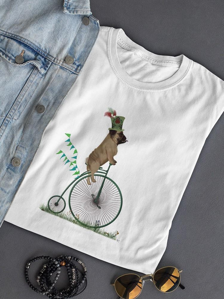 Pug On Penny Farthing T-shirt -Fab Funky Designs