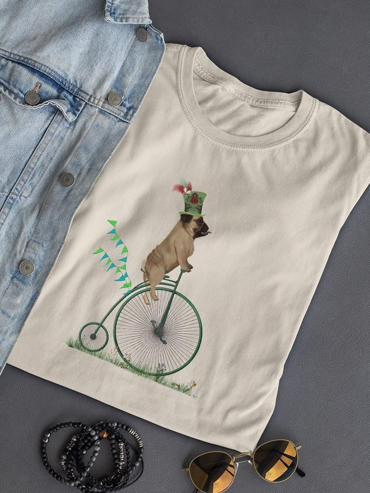 Pug On Penny Farthing T-shirt -Fab Funky Designs