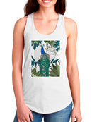 Peacock On Branch Book Print. T-shirt -Fab Funky Designs