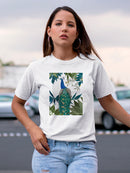 Peacock On Branch Book Print. T-shirt -Fab Funky Designs