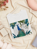 Peacock On Branch Book Print. T-shirt -Fab Funky Designs