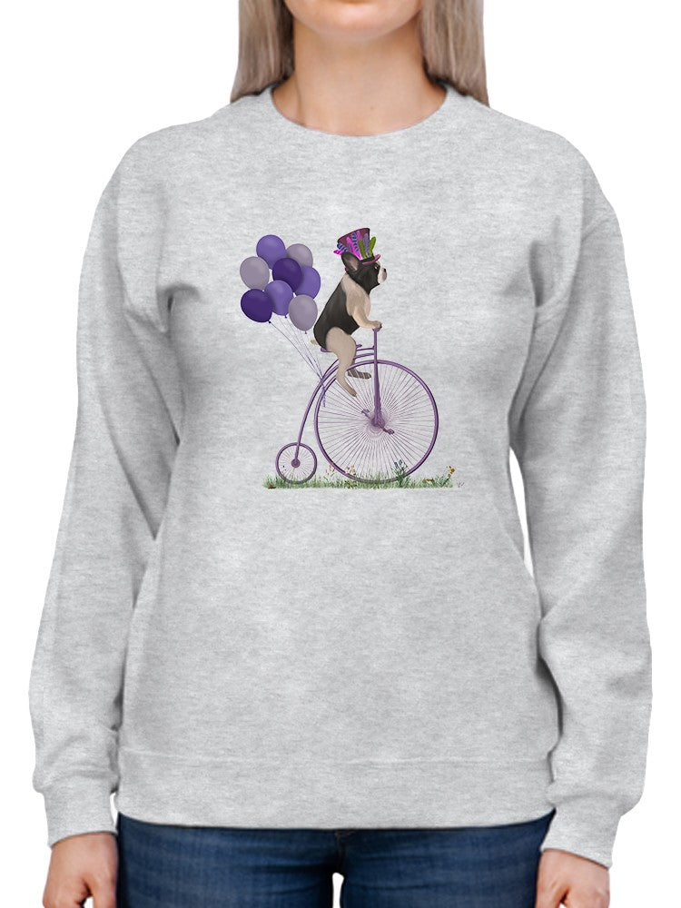 French Bulldog On A Unicycle Sweatshirt -Fab Funky Designs