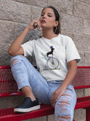 Dachshund On Penny Farthing T-shirt -Fab Funky Designs