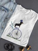Dachshund On Penny Farthing T-shirt -Fab Funky Designs