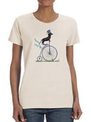 Dachshund On Penny Farthing T-shirt -Fab Funky Designs