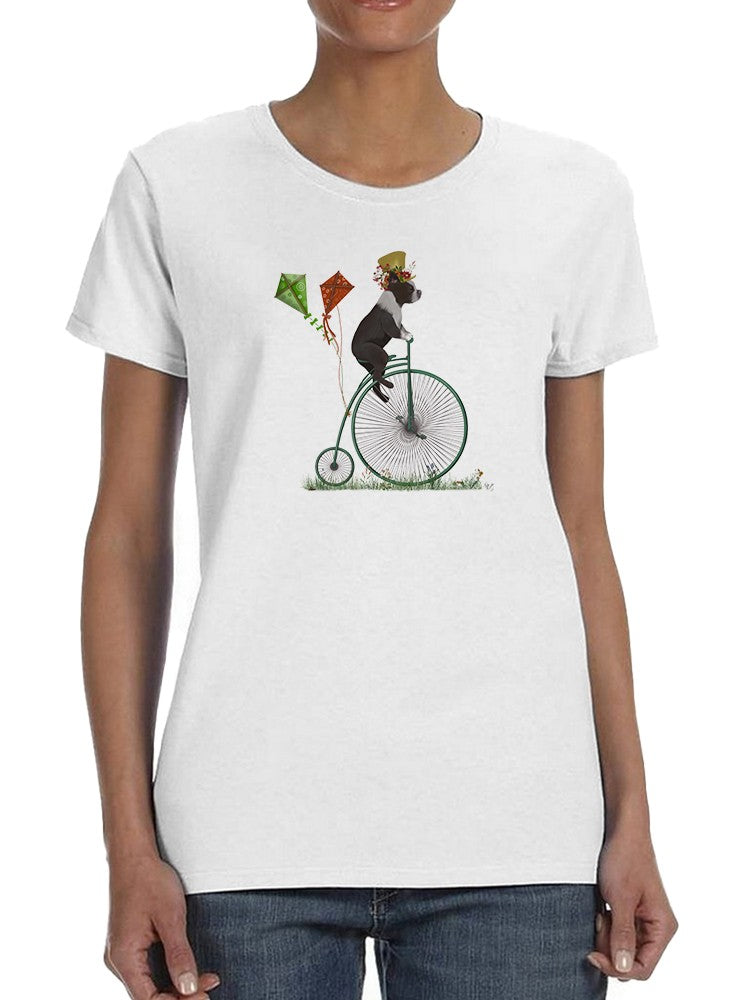 Boston Terrier On Penny Farthing T-shirt -Fab Funky Designs