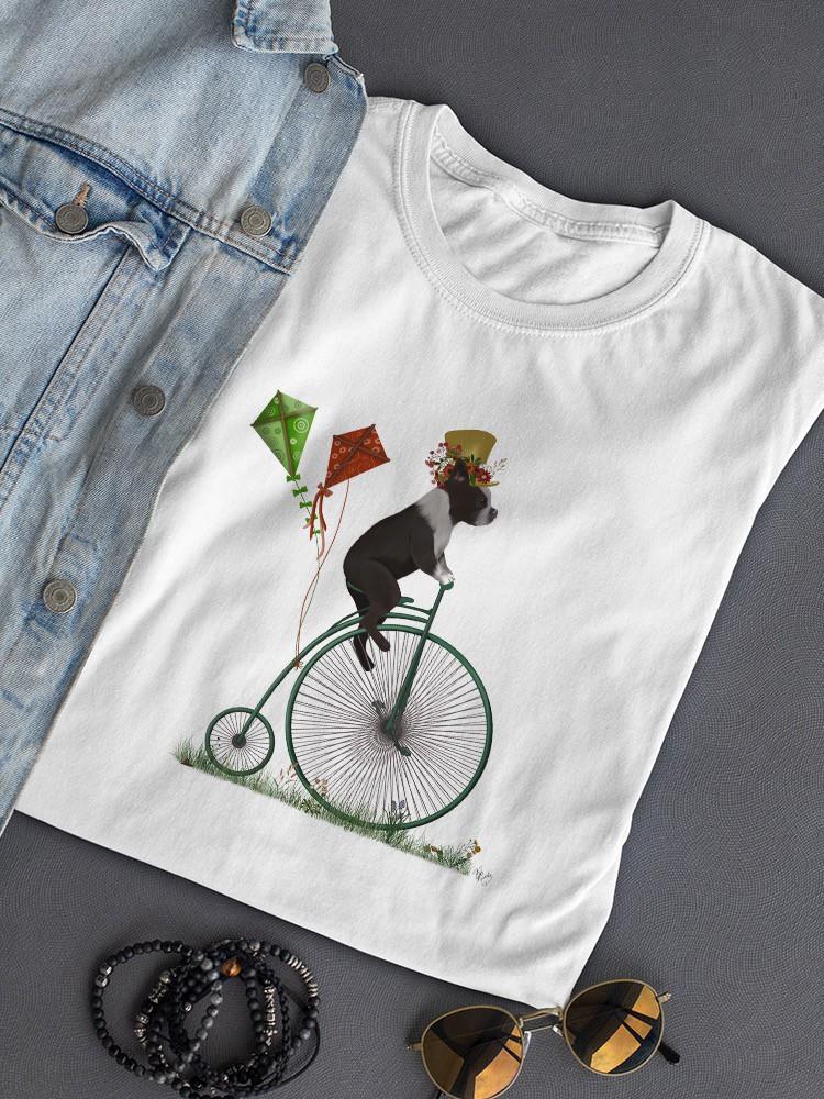 Boston Terrier On Penny Farthing T-shirt -Fab Funky Designs
