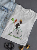 Boston Terrier On Penny Farthing T-shirt -Fab Funky Designs