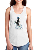 Bernese On Penny Farthing. Racerback Tank -Fab Funky Designs