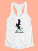 Bernese On Penny Farthing. Racerback Tank -Fab Funky Designs