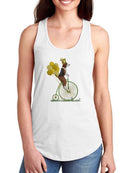 Beagle On Penny Farthing. Racerback Tank -Fab Funky Designs