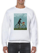 Black Labrador On A Bicycle Sweatshirt -Fab Funky Designs