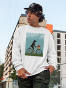 Black Labrador On A Bicycle Sweatshirt -Fab Funky Designs
