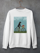 Black Labrador On A Bicycle Sweatshirt -Fab Funky Designs