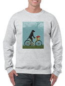 Black Labrador On A Bicycle Sweatshirt -Fab Funky Designs