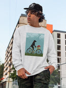 Black Labrador On A Bicycle Sweatshirt -Fab Funky Designs