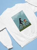 Black Labrador On A Bicycle Sweatshirt -Fab Funky Designs