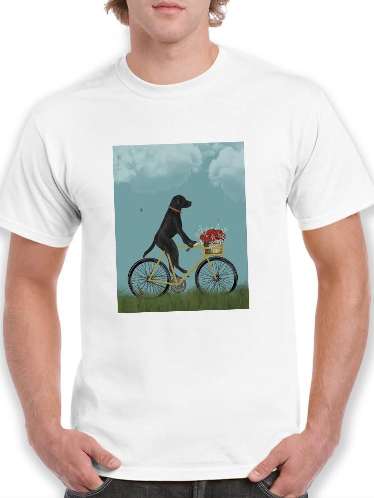Black Labrador On A Bicycle T-shirt -Fab Funky Designs