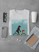 Black Labrador On A Bicycle T-shirt -Fab Funky Designs