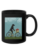 Black Labrador On A Bicycle Mug -Fab Funky Designs
