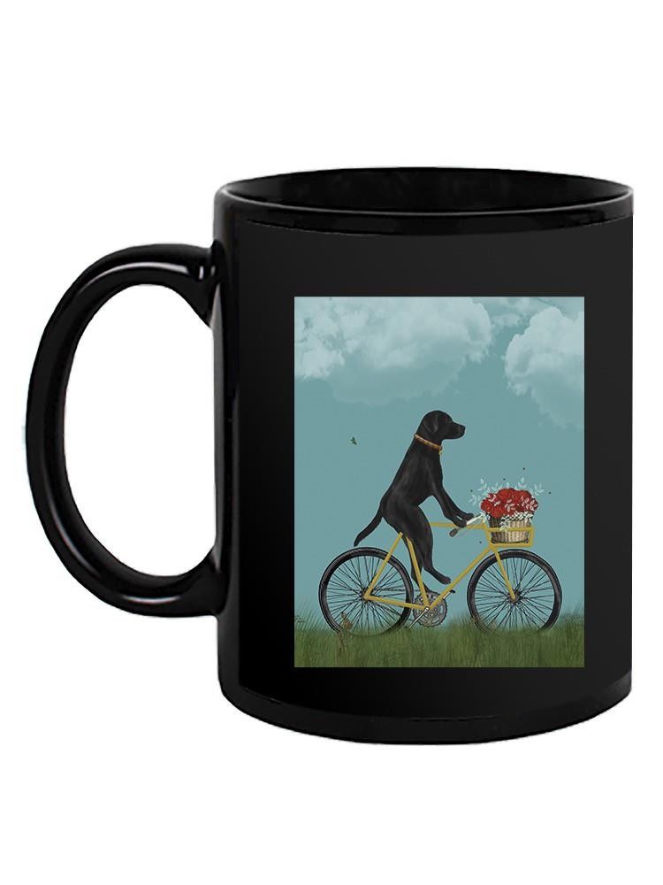 Black Labrador On A Bicycle Mug -Fab Funky Designs