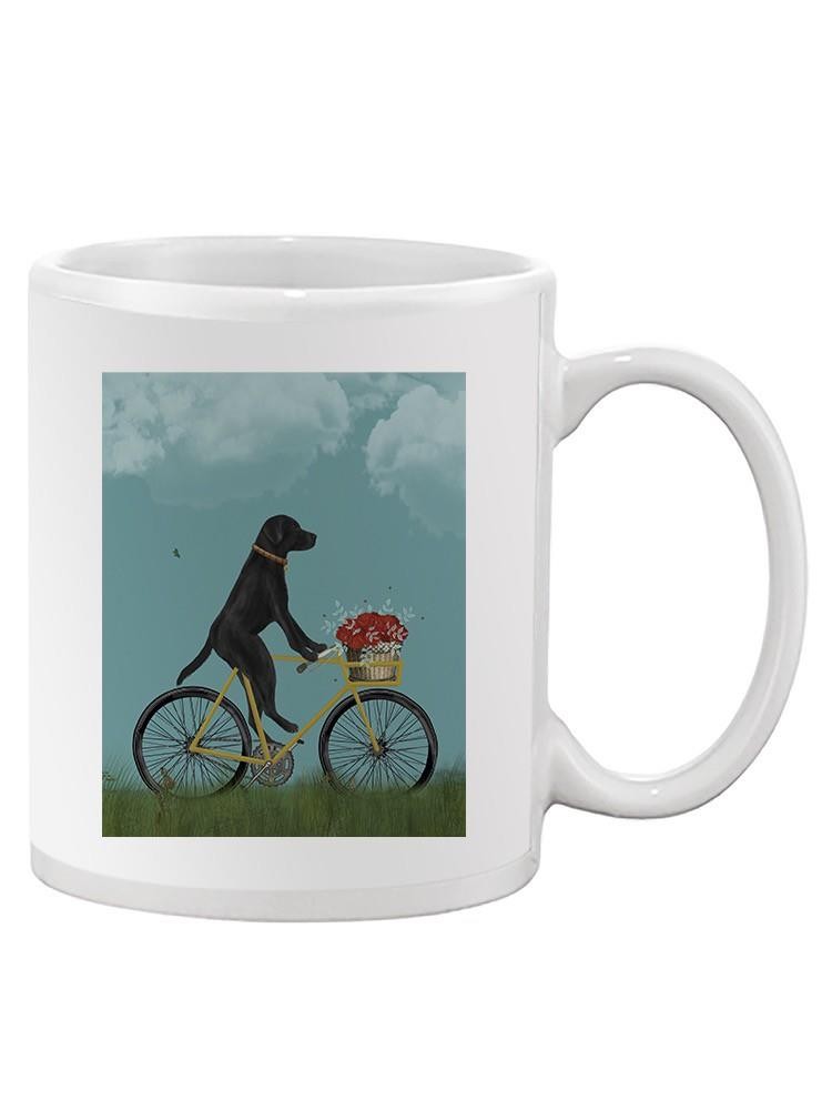 Black Labrador On A Bicycle Mug -Fab Funky Designs