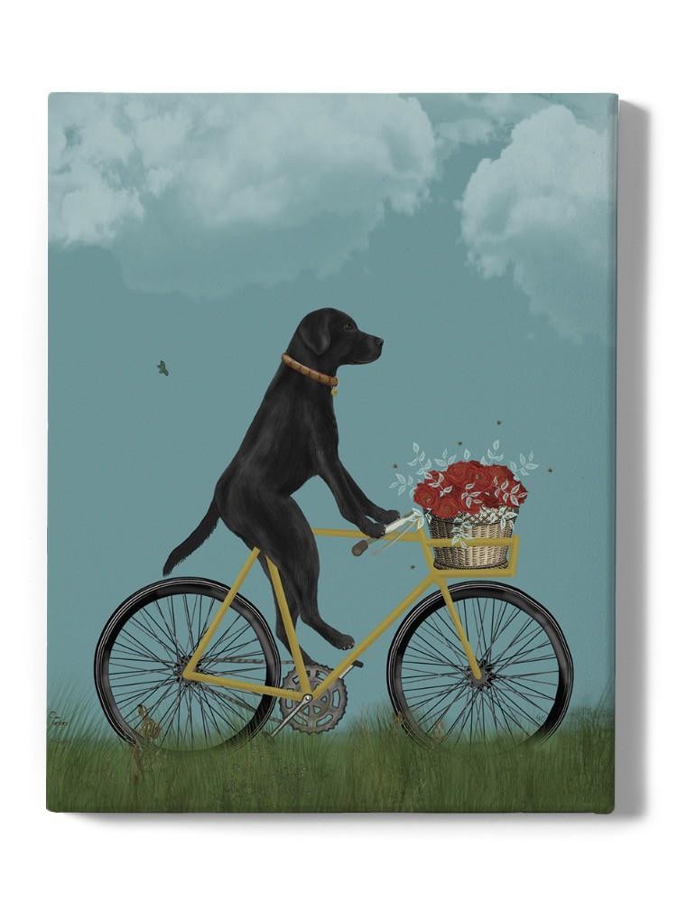 Black Labrador On A Bicycle Wall Art -Fab Funky Designs