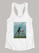 Black Labrador On A Bicycle T-shirt -Fab Funky Designs
